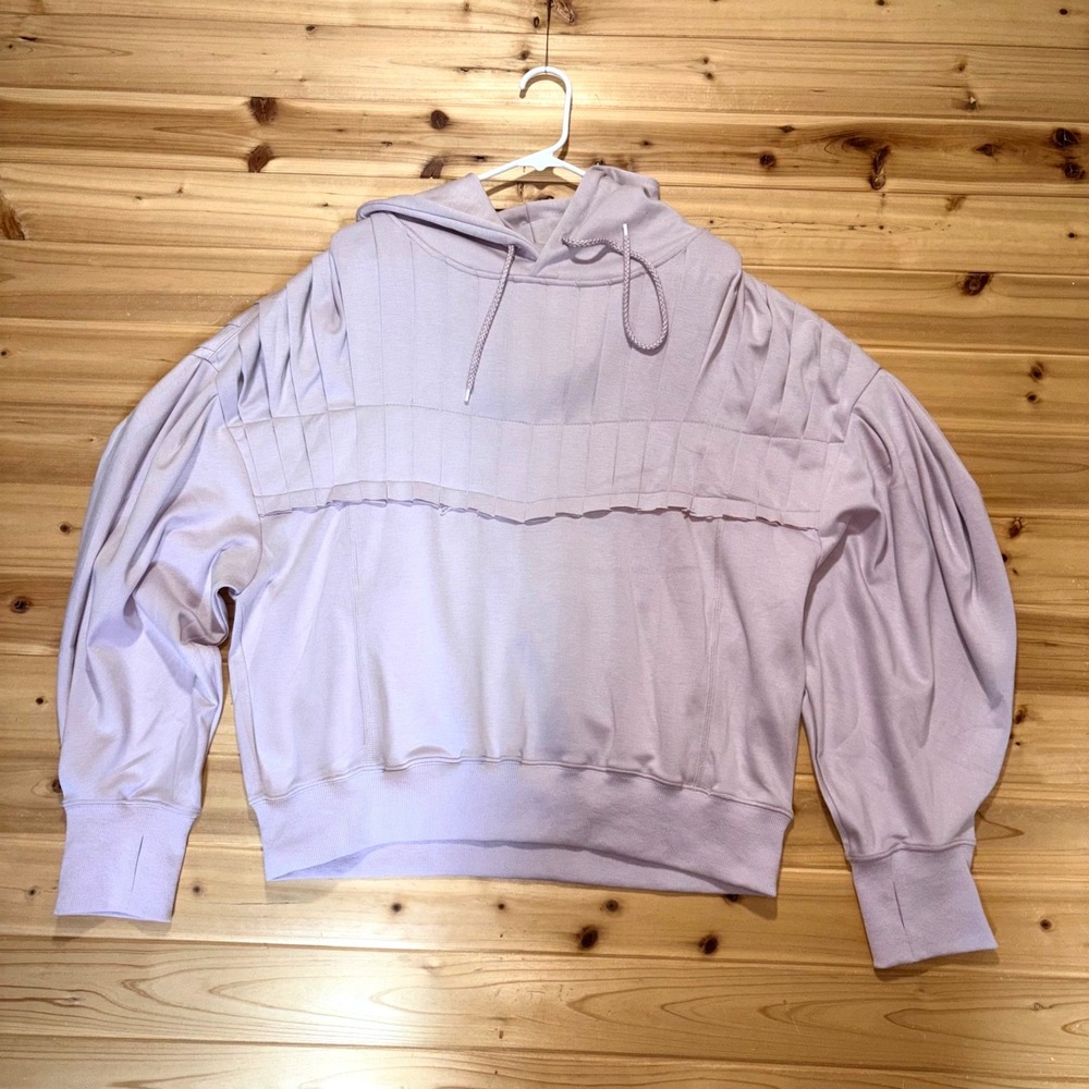 Bucket List Hoodie Womens Small Lavender Purple Pleated Hooded Sweatshirt